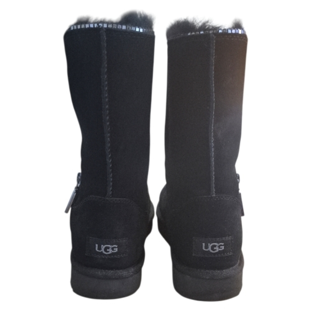 UGG Black Classic Sequin Zip Booties Sz 9 - Picture 5 of 7